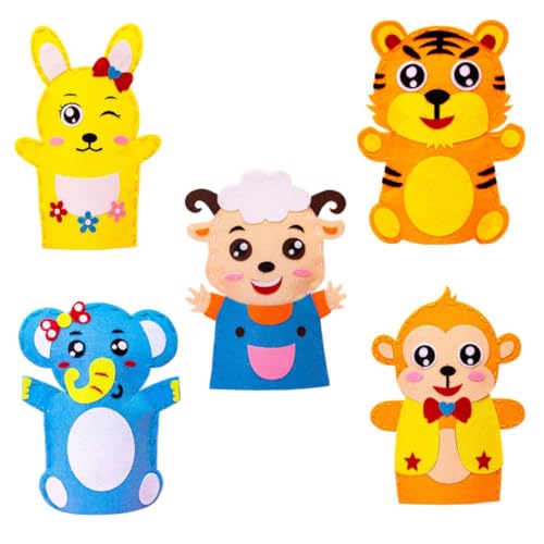 COSMEVIVI 5 Sets DIY Handpuppe Tier DIY Spielzeug Hase Puppe Kleinkind Tierpuppe DIY Nähen Bastelset Affenpuppe Handpuppe Materialien Kunsthandwerk Handpuppen Hase Spielzeug Stoff von COSMEVIVI