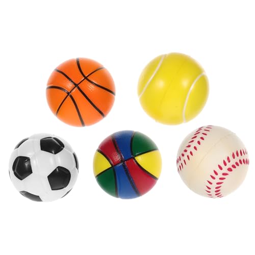 COSMEVIVI 5 Stück Sportballspielzeug Set Für Kinder Kognitive Stressbälle Aus Weichem Material Verschiedenen Designs Für Fußball Basketball Und Mehr Ideal Für Spiel Und Entspannung von COSMEVIVI