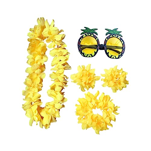 COSMEVIVI 5st Hawaii-girlande Hawaiianische Partygeschenke Hawaiianische Halskette Hawaiianische Blumenkette Ananas-brille Ananas Brille Lustige Brille Hawaii-kopfschmuck Yellow von COSMEVIVI