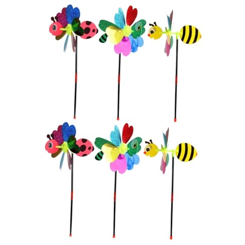 COSMEVIVI 6 STK Insektenwindmühle Windspiele für Kinder Cartoon-Windrad Kinderspielzeug Spielzeuge spielstrasse für Kinder spielzelt Kinder Lernspielzeug kreative Windmühle Plastik Colorful von COSMEVIVI