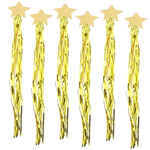 COSMEVIVI 6 STK Zauberstab der Regenfee Party-Star-Zauberstab Glitzer Zauberstäbe Glitzerband Halloween mitgebsel wampir Halloween Engel Zauberstab Halloween-Sterne-Zauberstab Holz Golden von COSMEVIVI