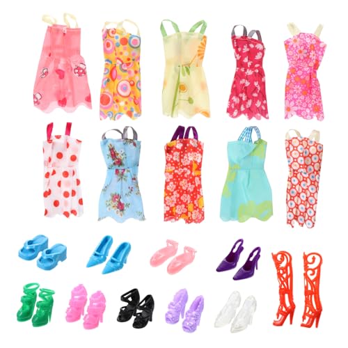 COSMEVIVI 60St Puppe verkleiden Sich Spielzeug Puppenkleidschuhe Puppe High Heels Babypuppenkleid Puppenrock Mini-Puppen Minipuppe Puppen Set puppenkleidung Puppenkleider Puppenzubehör Stoff von COSMEVIVI