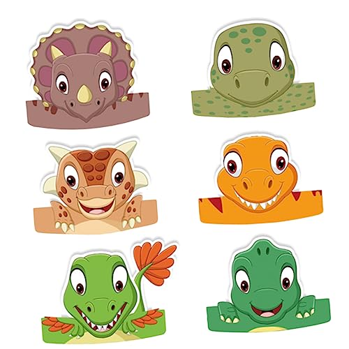 COSMEVIVI 6St Dinosaurier-Geburtstagsmütze Party-Kopfbedeckung kinder alles zum geburtstag hut Stirnband-Kronen geburtstag kopfbedeckung Partyhüte für Kindergeburtstag Papier von COSMEVIVI