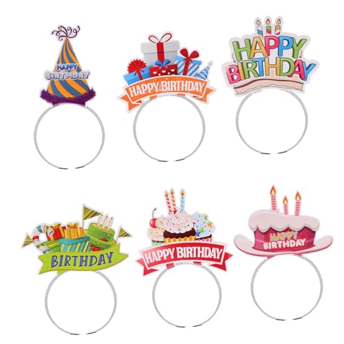 COSMEVIVI 6st Geburtstagsfeier Stirnband Geburtstagstorte Stirnband Geburtstagsparty-hüte Mädchengeburtstag Stirnband Herzlichen Glückwunsch Zum Geburtstag, Headbopper Haarschmuck Papier von COSMEVIVI