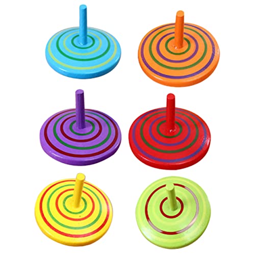 COSMEVIVI 6st Hölzerner Kreisel Kinder Oben Top Spielzeug Gyroskop-Spielzeug Für Kinder Tops Spielzeug Spielzeug Spielzeuge Kinderoberteile Bemalte Holzplatten Bunte Holzplatten Spitzen von COSMEVIVI