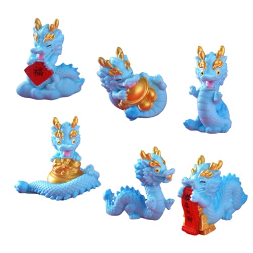 COSMEVIVI 6st Mini-Drachen-Ornamente Miniatur Chinesisch Drachenfiguren Für Kinder Drachenfiguren Mini Drachen-dekor Für Zuhause Chinesische Drachendekoration Drachenstatuengarten Feng Harz von COSMEVIVI