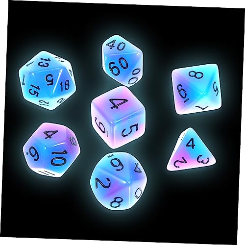 COSMEVIVI 7St Leuchtende facetten reiche Würfel RPG-Würfel Würfelspiel Polyeder-Spielwürfel mehrseitige Würfel große Würfel twocolors Two Colors Spiel Requisiten Würfel Partywürfel Harz Blue von COSMEVIVI