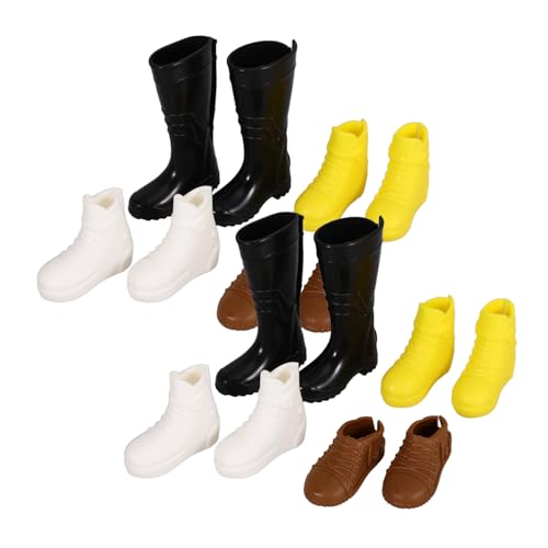 COSMEVIVI 8 Paare Junge Puppenschuhe süße Puppenschuhe Puppenhauszubehör Mini-Regenstiefel Mini-Schuhe Miniaturpuppen Schuhe Puppenstiefel Puppe Schuhe Dekor Schuhe Puppe Dekor Plastik von COSMEVIVI