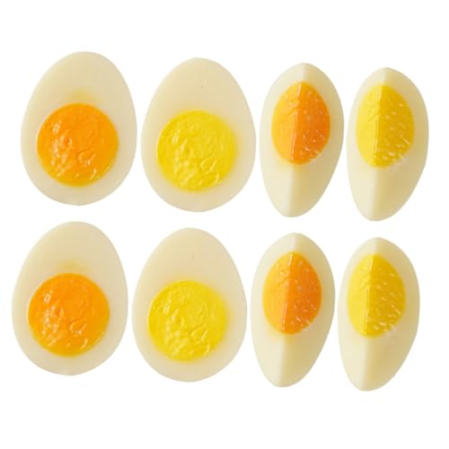 COSMEVIVI Künstliche Wassergekochte Eier Modelle Realistische Egg Slices Für Küchen Dekoration Fotografie Und Requisiten 4 Arten Je 2 Für Kreative Präsentationen Und von COSMEVIVI