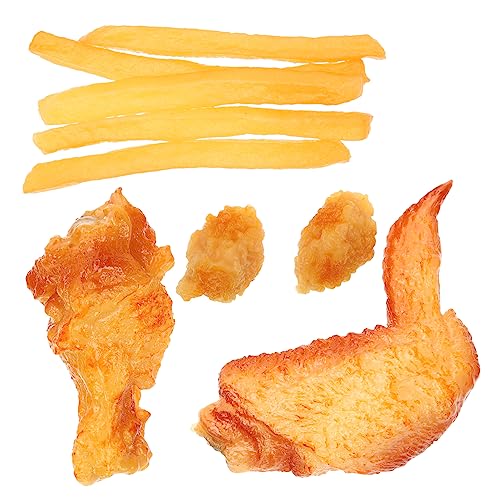 COSMEVIVI 9st Food-Modell Gefälschtes Gekochtes Hähnchen Essensspielzeug Spielen Gefälschte Hühnerkeule Künstliche Pommes Frites Gefälschte Pommes Frites Gefälschte Hühnerflügel PVC von COSMEVIVI