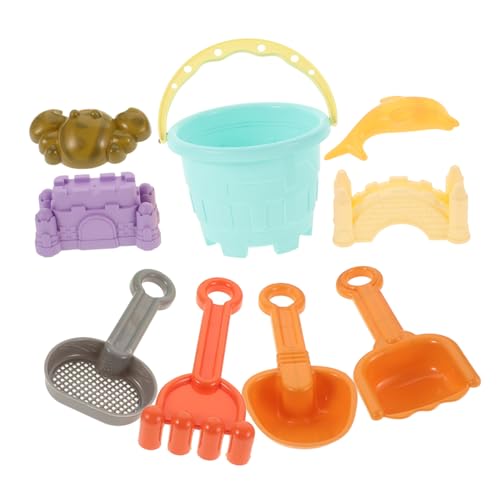 COSMEVIVI 9st Strandspielzeug Sandformen Sandsieb Sandkastenspielzeug Bausatz Sandburg Sandeimer Strandschaufel Rechen Sandburg-bausatz Für Erwachsene Formen Für Sandburgen Sandwanne Plastik von COSMEVIVI