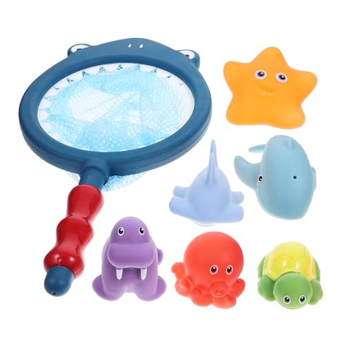 COSMEVIVI Badespielzeug Set Für Kinder Angeln Mit Tieren Inkl Fischernetz Badewannenspielzeug Für Spiel Und Spaß Der Badewanne Ideal Für Kinder Und Kleinkinder von COSMEVIVI