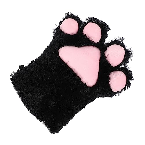 COSMEVIVI Bärenklauenhandschuhe Katzenhandschuhe Kostüm Pfoten-Cosplay Plüsch katzenpfoten handschuhe halloween handschuhe gehäkelte Kuscheltiere Kostüm für Kinder Kleinkindhandschuh Black von COSMEVIVI