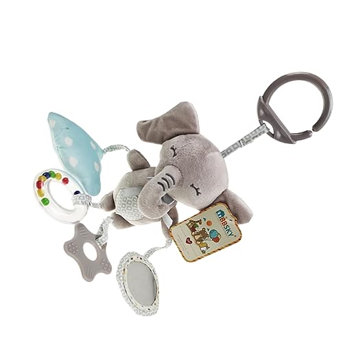 COSMEVIVI Beißring Kinder deko pummeluff Kuscheltier Babyspielzeug zum Aufhängen Toys tierische hängende Cartoon Beißring Plüschtier Grey von COSMEVIVI