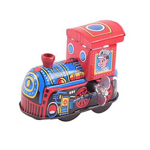 COSMEVIVI Blechlokomotive Uhrwerk Aufziehspielzeug aus Blech Autodekoration Vintage-Roboter Kinder Zug Spielzeug kinderspielzeug Blechspielzeug Kinder Wickeln den Zug ab Eisenblech rot von COSMEVIVI