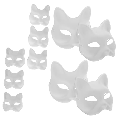 COSMEVIVI DIY Ungemalte Masken Weiße Katzen Und Fuchs Masken Zum Selbergestalten Halbgesichts Masken Für Halloween Kostüme Cosplay Und Maskenball Bastelbedarf Für Kreative von COSMEVIVI