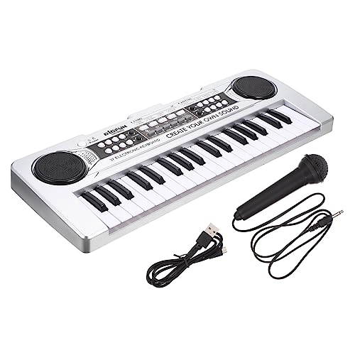 COSMEVIVI Elektronische Orgel für kinderinstrumente musikinstrumente Tasten Kinderklavier E-Piano-Tastatur Tastenklavier Musikinstrument für Plastik Silver von COSMEVIVI