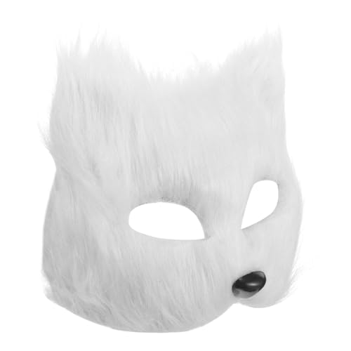 COSMEVIVI Fuchs Maske Maskerade Katzenmaske Maskenfuchs Halloween-fuchsmaske Maskerade-maske Masse Halbe Gesichtsmaske Maskenball Maske Spiegelmaske Tierische Augenmaske Flaum Weiß von COSMEVIVI