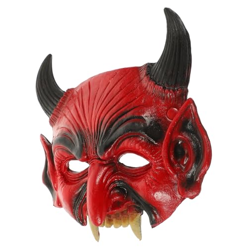 COSMEVIVI Gruselige Teufel Dämon Halbmaske Mit Hörnern Für Halloween Kostüm Party Maskerade Perfekte Halloween Maske Für Herren Und Damen von COSMEVIVI