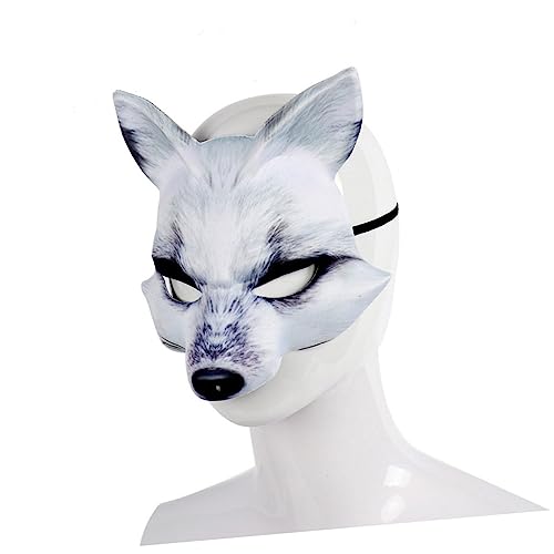 COSMEVIVI Halbgesichtsmaske Aus EVA Für Kostüme Weiße Tiermaske Für Halloween Karneval Und Maskerade Ideal Für Cosplay Und Kreative Verkleidungen von COSMEVIVI