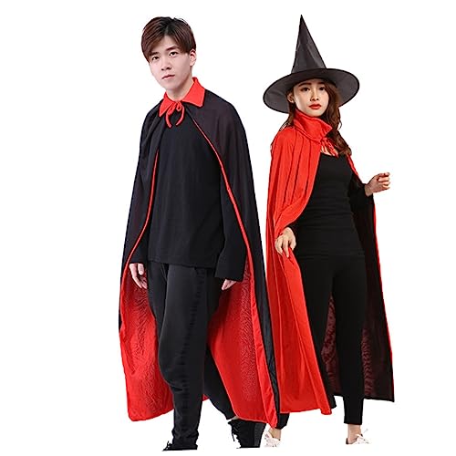 COSMEVIVI Halloween Umhang Kostüm Cosplay Zubehör Für Erwachsene 2 Stück Schwarz Und Rot Ideal Für Halloween Feiern Gruselfeste Und Kostümpartys von COSMEVIVI