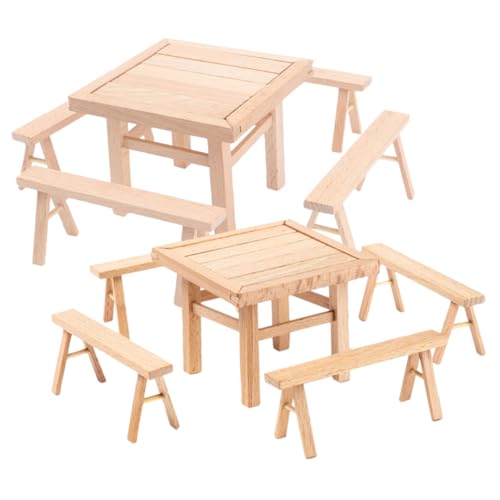 COSMEVIVI Modellbausatz Erwachsene 2 Sets DIY Holzspielzeug Modelle Handgefertigte Miniatur Tisch Und Stühle Für Puppenhaus Pädagogisches Puzzle Kreatives Für Ideal Für Bastelprojekte Und Modellbau von COSMEVIVI