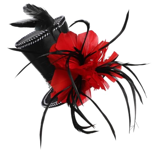 COSMEVIVI Hüte Für Frauen Stirnband Hut Mini Hut Haarband Schwarzer Rotes Stirnband Kostüm Zylinder Kopfschmuck COSMEVIVI Hüte Für Frauen Stirnband Hut Mini Hut Haarband Schwarzer Rotes Stirnband Kostüm Zylinder Kopfschmuck von COSMEVIVI