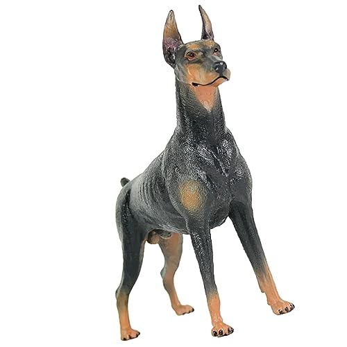 COSMEVIVI Hundeschmuck Hund Statue ausgestopftes -Plüschtier Figuren tierfiguren für Kinder Spielzeug Hunde für Kinder Simulationstiere Dobermann Stofftier Plastik Black von COSMEVIVI