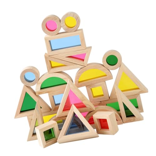 COSMEVIVI Kaleidoskopische Holzbausteine Set Für 24 Teile Stapelspielzeug Zur Frühen Von Farben Und Formen Ideales Lernspielzeug Für Kleinkinder Und Vorschulkinder von COSMEVIVI