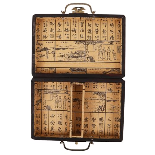 COSMEVIVI Kasten Mahjong-Box Schmuck Organizer Brust Mahjong-Fliesenhalter Mahjong Aufbewahrungsbox Tragbare Mahjong Box Aufbewahrungsboxen Aufbewahrungshalter für den Haushalt hölzern rot von COSMEVIVI