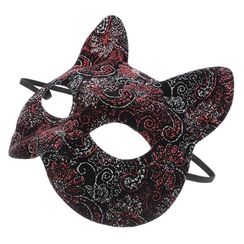 COSMEVIVI Katzenmaske Kitsune-Halbmaske Maskenball Tiergesichtsmaske Halbmaske Wolf tiermasken halloween maske Schutzmaske Halloweenkostüm Maskerade Cosplay-Maske Kostümpartyzubehör PVC rot von COSMEVIVI