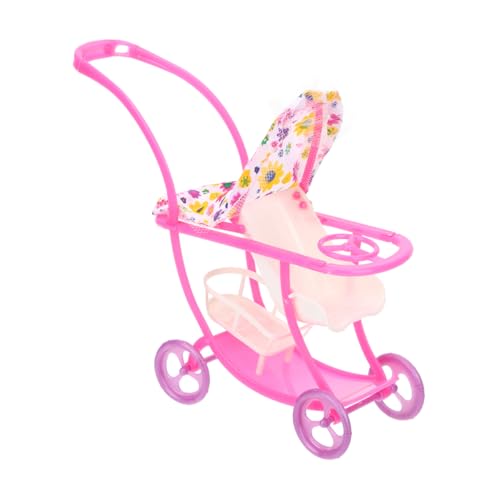 COSMEVIVI Kinderwagen Puppenwagen Modell Puppenwagen Realistischer Puppenwagen Mini Puppenwagen Spielzeug Mini-Puppenwagen Babyauto Mini- - Simulationspuppenwagen Plastik Rosa von COSMEVIVI