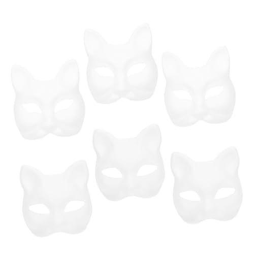 COSMEVIVI Leere Fuchs Kostüm Selbermachen Stil Japanischer Masken Papiermasken Katzenmasken Weißes Maskerade Weihnachten Maske Blanko Cosplay Halbmaske Weiße Bastelmasken zum Requisite von COSMEVIVI