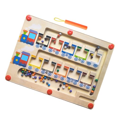 COSMEVIVI Magnetischer Holzzug Für Kinder Montessori Holzspielzeug Zur Farbsortierung Lernen Und Zählen Interaktives Puzzle Brett Für Kleinkinder Fördert Die Motorischen Fähigkeiten Und von COSMEVIVI