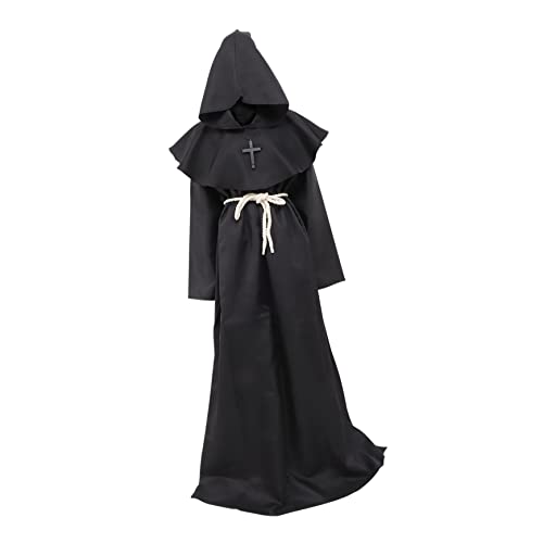 COSMEVIVI Mittelalterliche Kapuzenrobe Für Herren Halloween Cosplay önchskostü Renaissance Priester Gewand Größe Ideal Für Karneval Und Fasching von COSMEVIVI