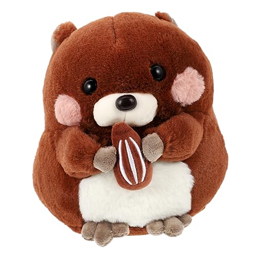 COSMEVIVI Murmeltier-Puppe Hamster Plüschtier Kawaii Tierpuppe gefüllte Kinderpuppe Babyspielzeug kleine Stoffpuppe Spielzeug für Kinder Kinderpuppenspielzeug Mädchenpuppe pp Baumwolle Brown von COSMEVIVI