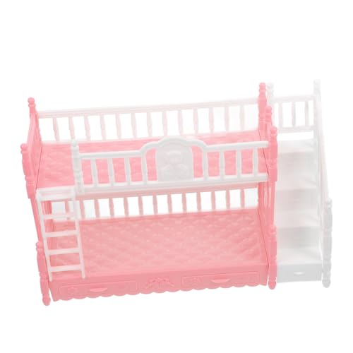 COSMEVIVI Puppenbettmöbel Puppenhaus Mini-etagenbettmodell Mini- -puppenbett Mini-hausbett Mini-möbelmodelle Etagenbett-Ornament Mini Etagenbett Miniatur-Puppen-etagenbett Abs Rosa von COSMEVIVI