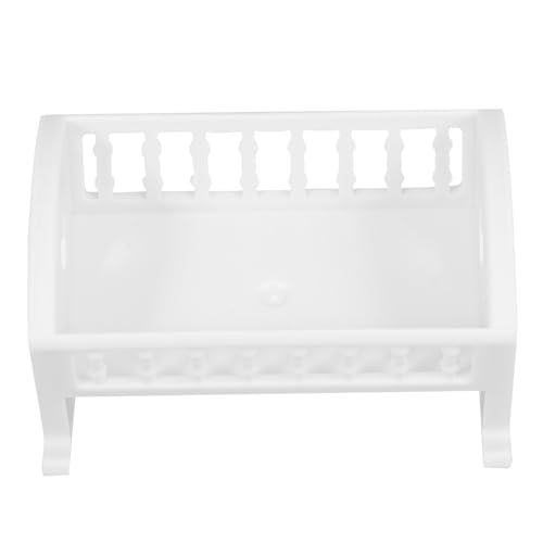 COSMEVIVI Puppenhaus Kleinmöbel Kinderbett Babypuppenbett Babybetten Puppenhaus Mini Krippe Requisite Puppenhaus-krippenmodell Mini-möbelmodell Mini-hausbett Miniaturmöbel Abs Weiß von COSMEVIVI