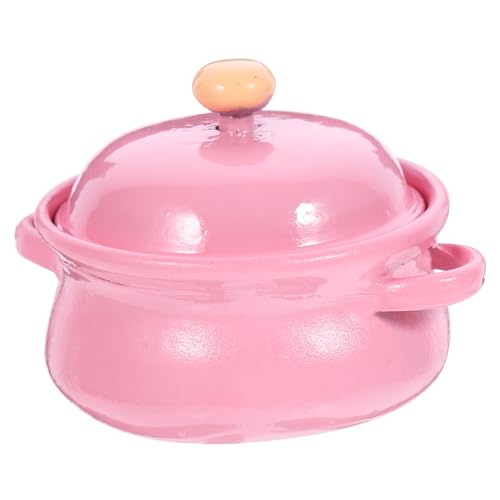 COSMEVIVI Puppenhaus Suppen Topf kinderküche Kitchen dollhaus dekoring adventsgeschenke Kinder pink Simulationstöpfe Kinder Miniaturtöpfe Puppenhaus-Küchenzubehör Mini-Topf Keramik Rosa von COSMEVIVI