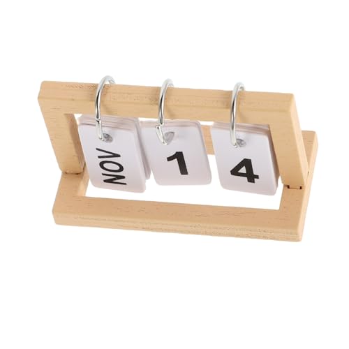 COSMEVIVI Puppenhaus-tischkalender Mini- - Tischkalender Für Puppenhaus Puppenkalender Tiny House-Accessoires Mini-Stand-flip-Kalender Puppenhaus-miniaturen Mini Stehend Beige Holz von COSMEVIVI