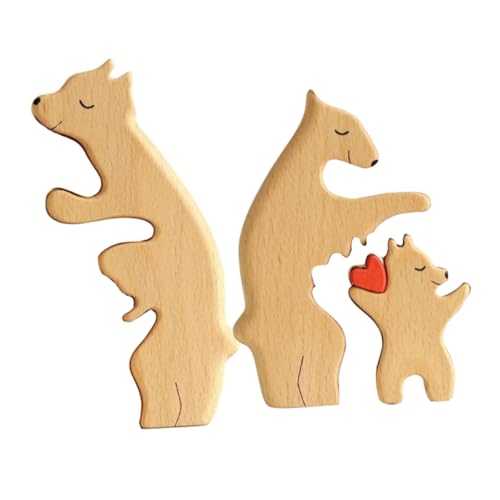 COSMEVIVI Puzzle- Und Kindbär Spiel Tragen Magnetisches Puzzle Bär Dekoration Planke Bärenfiguren Dekorative Statue Bärenstatue Kuscheltier Plüsch Chinesisches Puzzle Kiefernholz Beige von COSMEVIVI