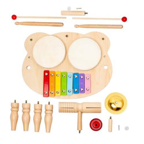 COSMEVIVI Satz Kindertrommel Spielzeug Musikinstrumente Schlagzeug-spielset Jazz-Schlagzeug Pädagogische Schlagtrommel Hölzern Khaki von COSMEVIVI