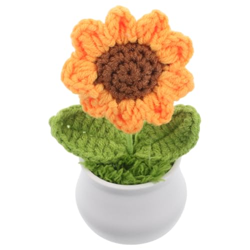 COSMEVIVI Simulierte Sonnenblume Gehäkelte Sonnenblume Plüschblumen Gestrickte Blumen Gestrickte Sonnenblume Süße Häkelarbeit Sonnenblumenplüsch Auto Pflanzen Pflanze Autozubehör Garn von COSMEVIVI