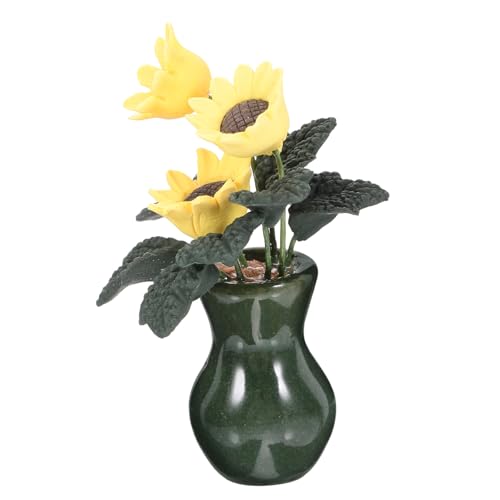 COSMEVIVI Sonnenblumenornamente kunstpflanze kunstplflanze sztuczne kwiaty Micro Plants Dollhouse Accessories Pflanzen spielzeuge Sonnenblumen deko Kleiner Bonsai Mini-Blumentopf Ton von COSMEVIVI