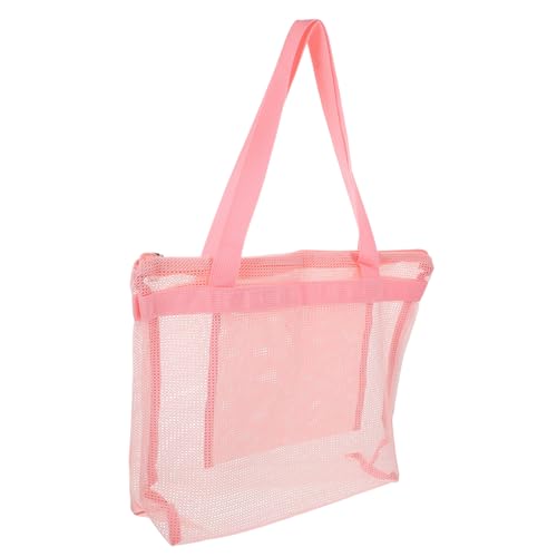 COSMEVIVI Strandtasche zum Schwimmen Strandtasche für die Reise aufbewahrungssack Storage Pockets Purse Strandtasche mit Reißverschluss Netz-Aufbewahrungstasche für die Reise Nylon Rosa von COSMEVIVI