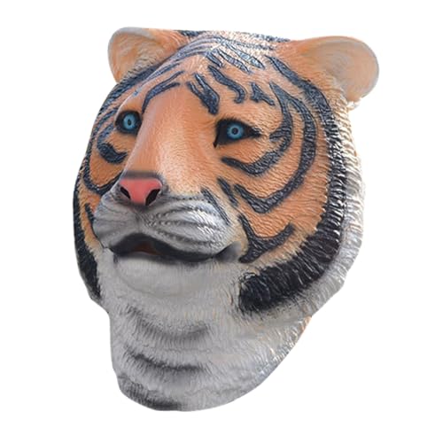 COSMEVIVI Gruselige Masken Tiger Kopfbedeckung Einzigartige Tiger Kopfbedeckung Kostümmasken Tiger Tierkopfmasken Jahr Des Kostüms Simulation Tiger Foto Requisiten Maskerade Tiger Streich von COSMEVIVI