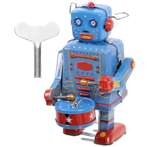 COSMEVIVI Vintage Trommelroboter Spielzeug Aus Weißblech Aufziehspielzeug Für Kinder Nostalgische Kindheitserinnerung Antikes Spielzeug Mechanisches Spielzeug Für Kreative Spielstunden von COSMEVIVI