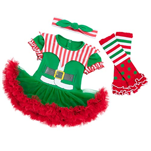 COSMEVIVI Weihnachtskostü Set Für Babys Grünes Kleid Für 3 6 Monate Alte ädchen Festliche Babykleidung Für Weihnachten Party Outfit Für Kleinkinder von COSMEVIVI