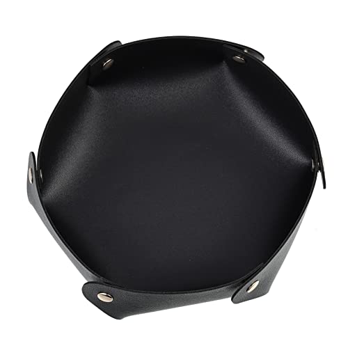 COSMEVIVI Würfelfach Dekortablett Klapptablett Faltbare Würfelablage cd aufbewahrung Faltbare swor Schlüsselablage Tabletts Home-Desktop-Würfelablage Faltwürfel Pu Black von COSMEVIVI