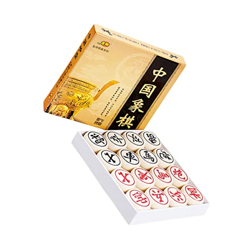 COSMEVIVI frühes Lernspiel Bureau Gaming Safe Toy D China-Schach Harz-China-Schach Schachspiel Lernen tragbares Schach 3D-Schachbrett Lernspielzeug Chinesisches High-End-Schach Hölzern Beige von COSMEVIVI